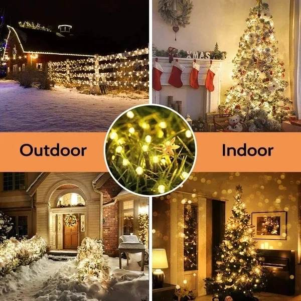 Guirnalda de luces solares para exteriores, iluminación de energía Solar impermeable, 8 modos centelleantes para Navidad, Patio, árbol, jardín, boda