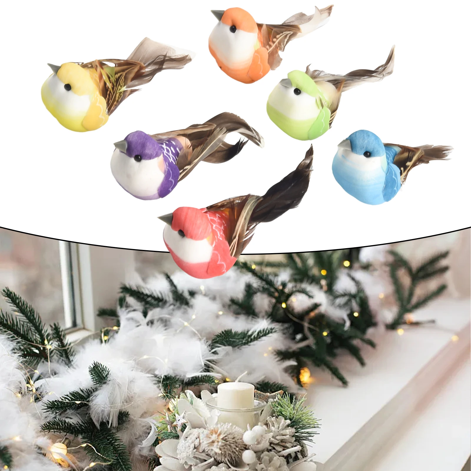 Feather-Effect Bird Figurines Designed for Festive Indoor Spaces Including Entryway Living Room and Dining Area Decor