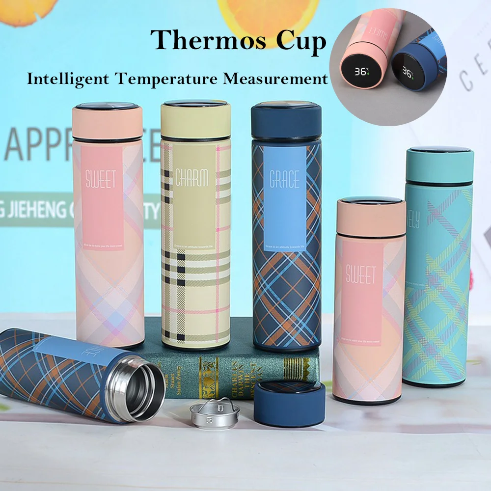 كوب ترمس ذكي من الفولاذ المقاوم للصدأ 500 مللي مع فلتر كوب قياس درجة حرارة الفراغ المحمول للمشروبات الساخنة والباردة #1