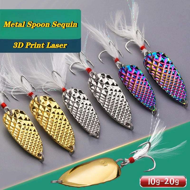 

Metal Spoon Sequin Fishing Lure 5g7g10g15g20g Metal Vib Blade 3D Print Laser Wobbler Crankbaits for Fly Fishing Hard Baits Lures