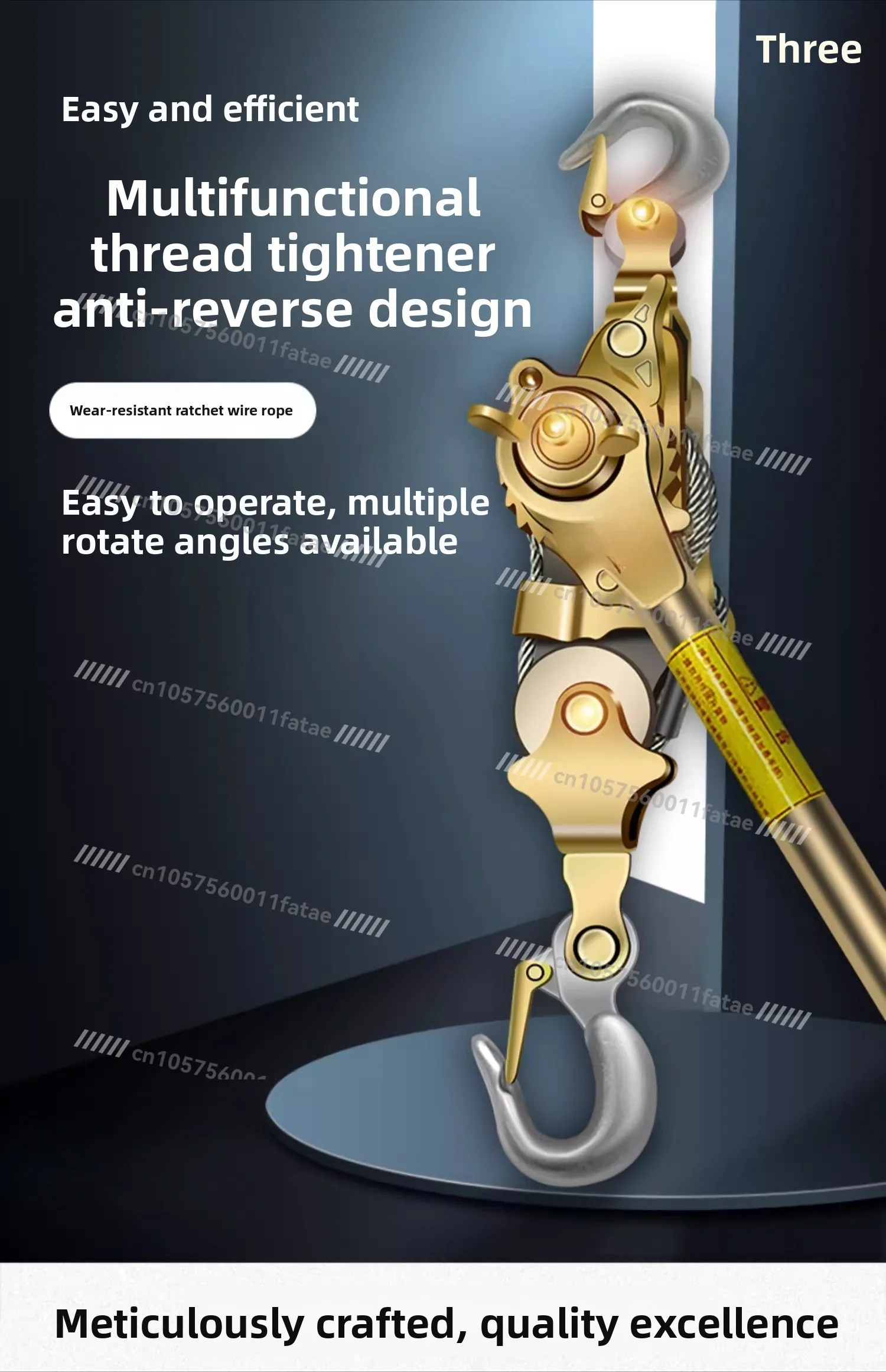 Multifunctional Wire Tensioner, Wire Rope Tensioner, Tightener, Universal Wire Clamp, Steel Stranded Double Hook Cable Puller