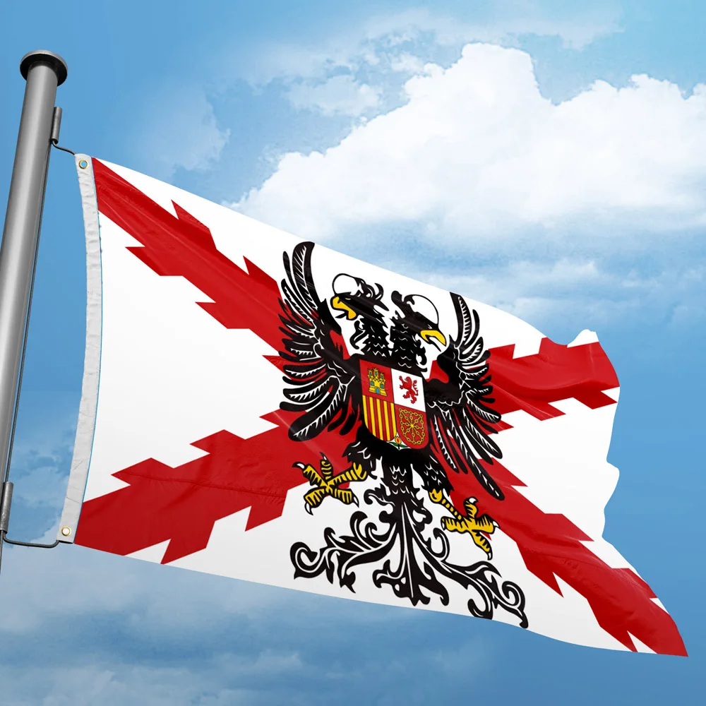 Krzyż Hiszpańskiego Imperium z flagą Burgundii 1506 Krzyż Burgundii z emblematem 3 x 5 FT 90 x 150 cm Hiszpania Banery Dekoracja domu