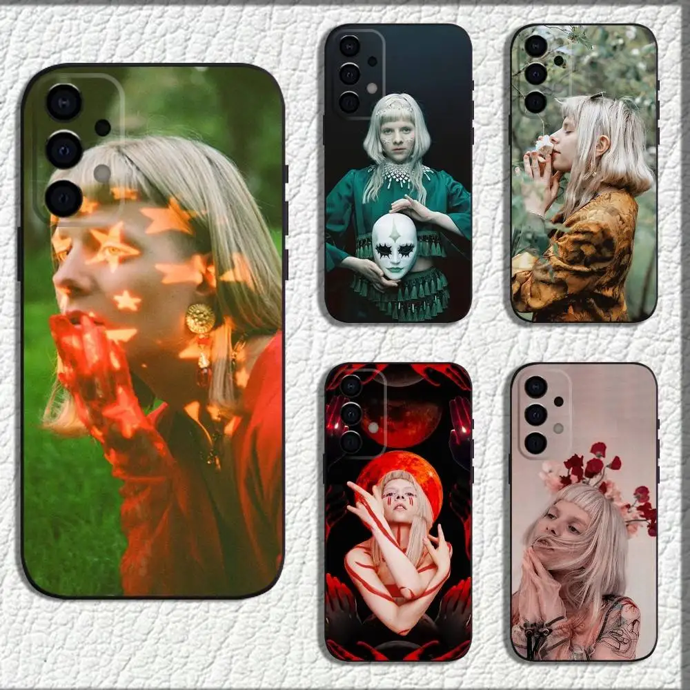 

Singer A-Aurora Phone Case For Samsung Galaxy A73,72,71,A52,51,40,41,A22,A32,31,A13,12,Note20 Soft Black Shell