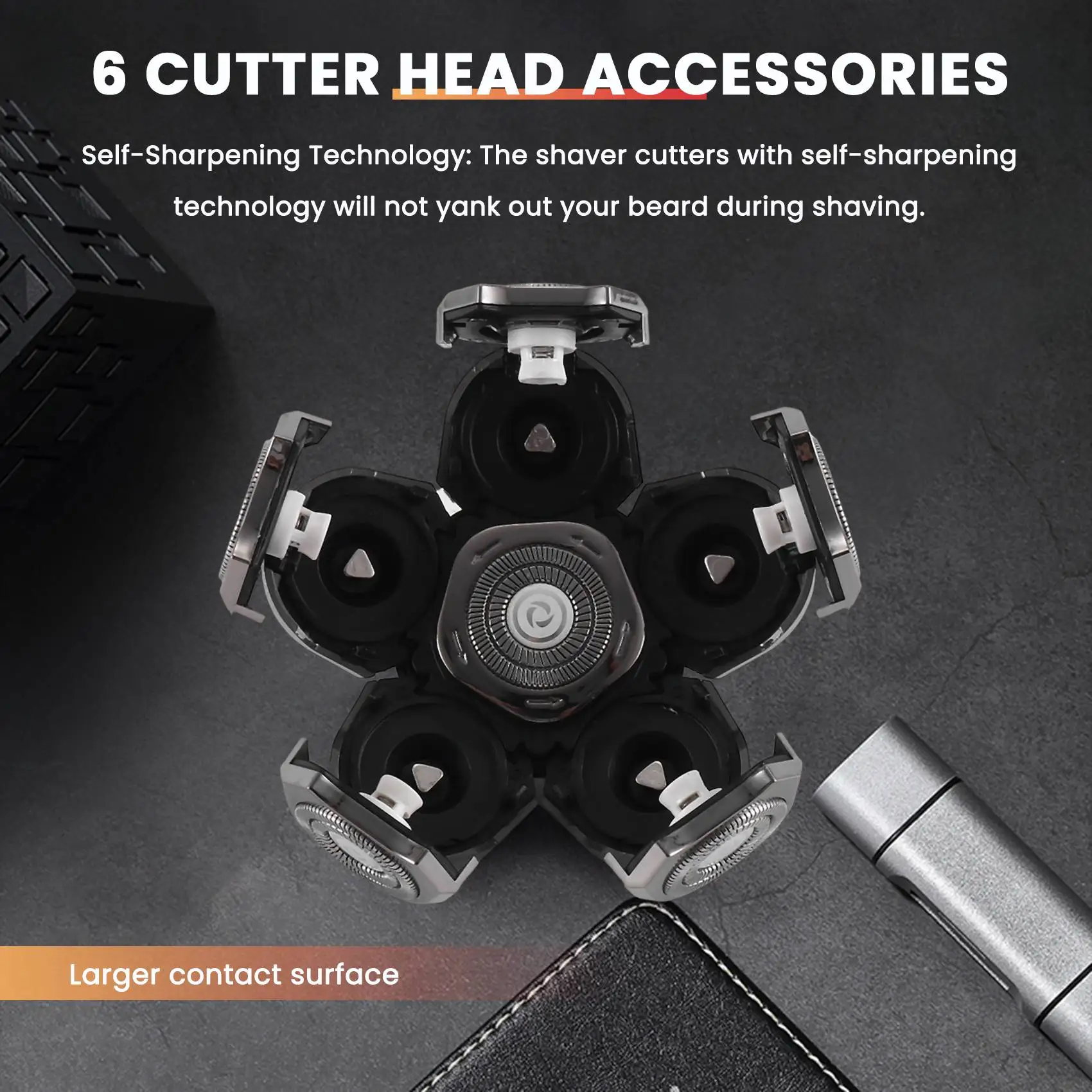 Men's Electric Shaver Heads Electric Razor Blade Replacement Head 6 Blades Head Shaver Replacement Bald As Shown