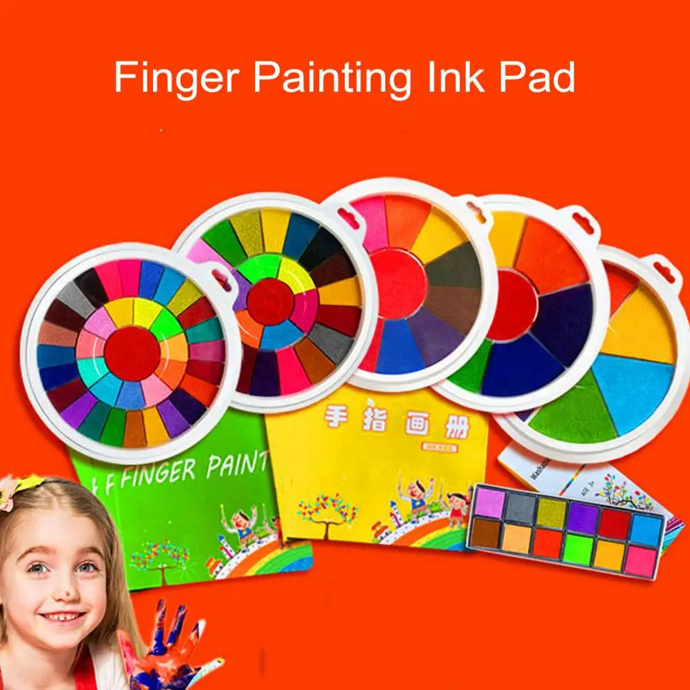 Children Finger Painting Pad Washable Finger Painting Ink Pad Set for Toddlers Portable Diy Arts Crafts Projects Color Palette