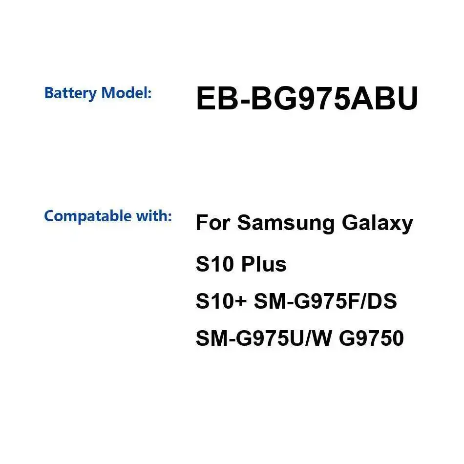 

Mobile Phone Battery EB-BG975ABU 4100Mah For Samsung Galaxy S10 Plus S10+ SM-G975F DS SM-G975U W G9750