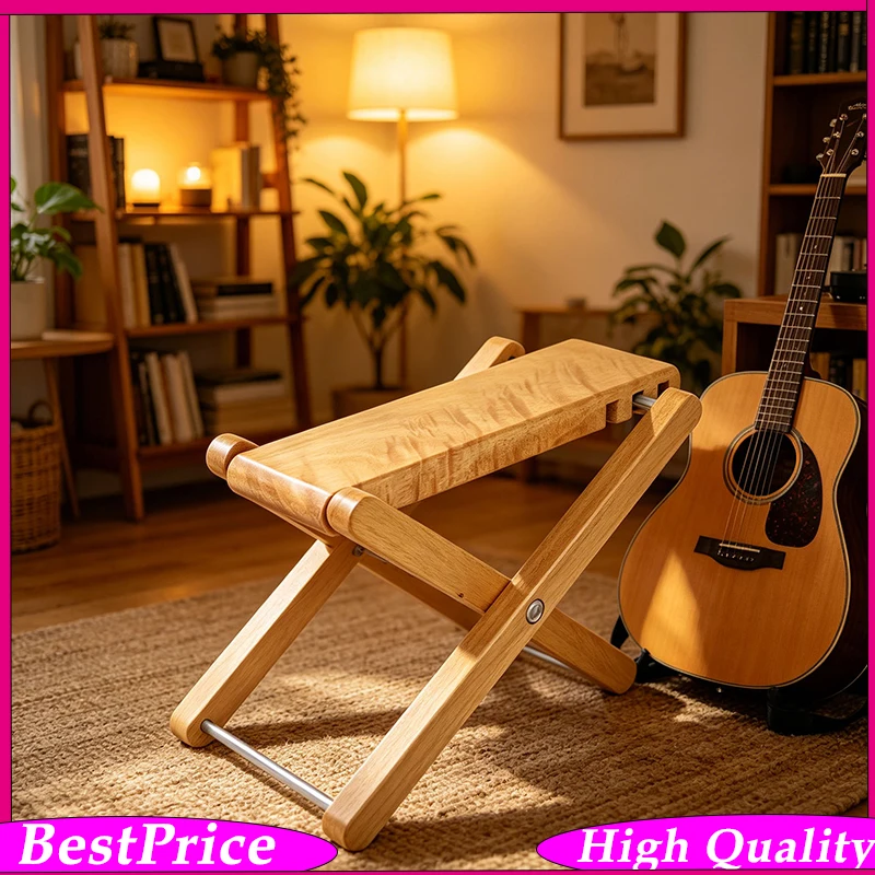 INITER Posture Plus Wooden Guitar Footrest – 3-Step Height Adjustable Solid Wood, Foldable & Portable Design Guitar Footrests