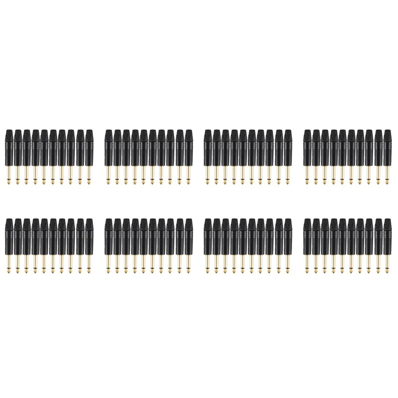 

Gold Plating 80Pcs Plug Mono Professional 2 Pole 6.35 Mm 6.5Mm Stereo Jack Plug Neutrik 6.35Mm Jack Black