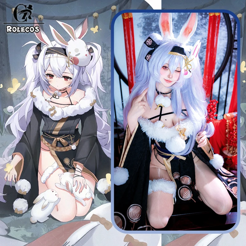 

ROLECOS Game Azur Lane HMS Laffey Cosplay Costume Women Bunny Cheongsam Sexy Elegant Halloween Party Role Play Outfits