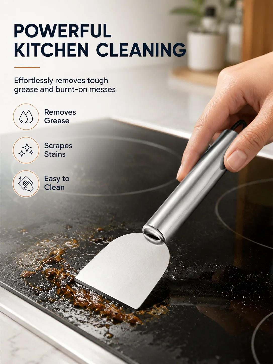 Versatile cleaning scraper Durable metal stainless steel glue remover Snow shovel for kitchen, bathroom and home use