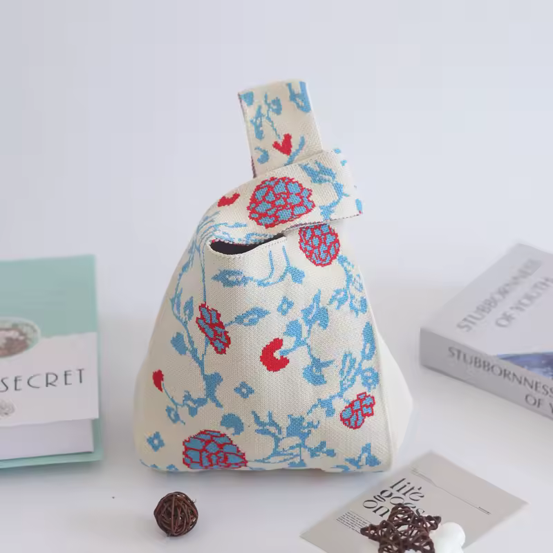 Women'S Knot Wrist Bag Handmade Knitted Bag Portable Mini Striped Tote Bucket Phone Bags Large Capacity Autumn Winter Handbags - Image 41