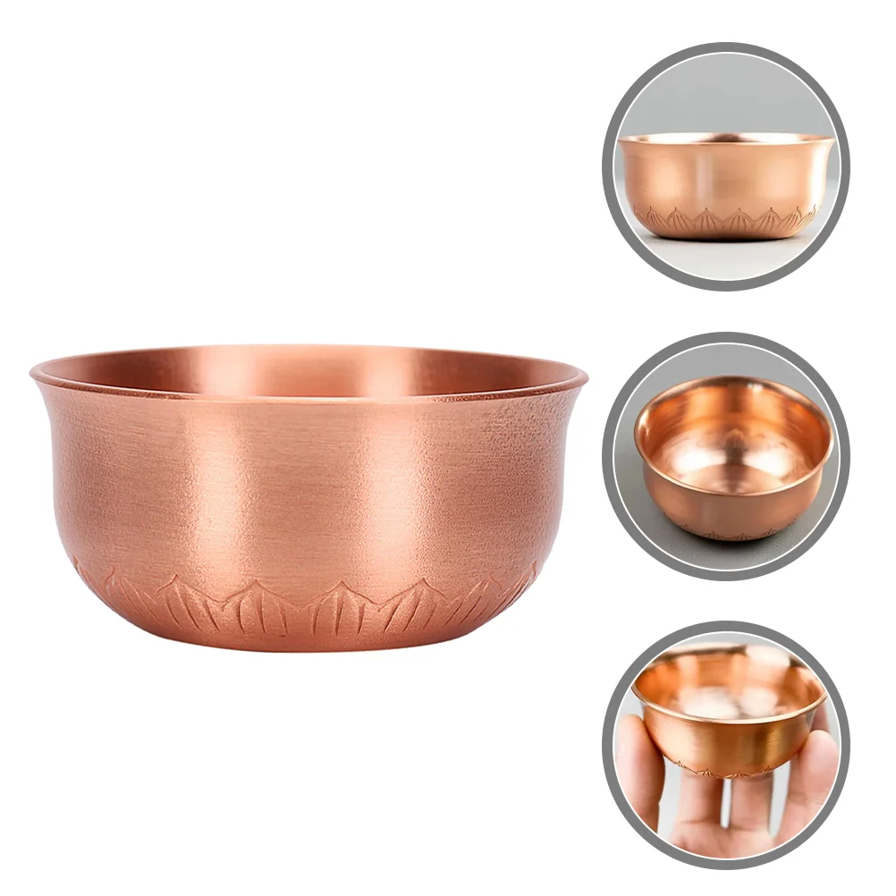 Copper Teacup Tabletop Offering Exquisite Buddhism Gold Decor Pure Delicate Holy Golden Cups Desktop