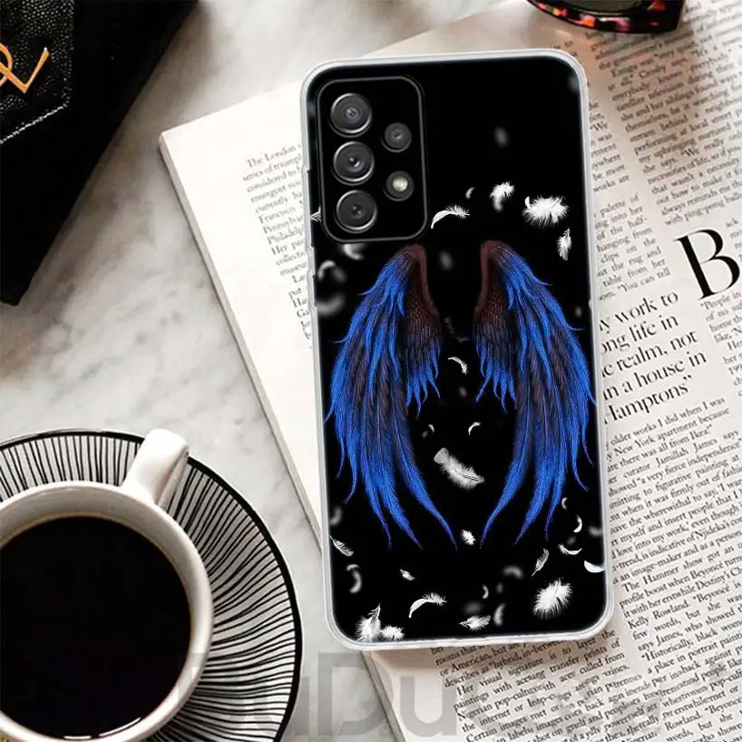 Angel Wings Feather Cover For Samsung Galaxy A51 A50 A71 A70 Phone Case A21S A31 A41 A10 A20E A30 A40 A01 A11 A6 A7 A8 A9 Coque