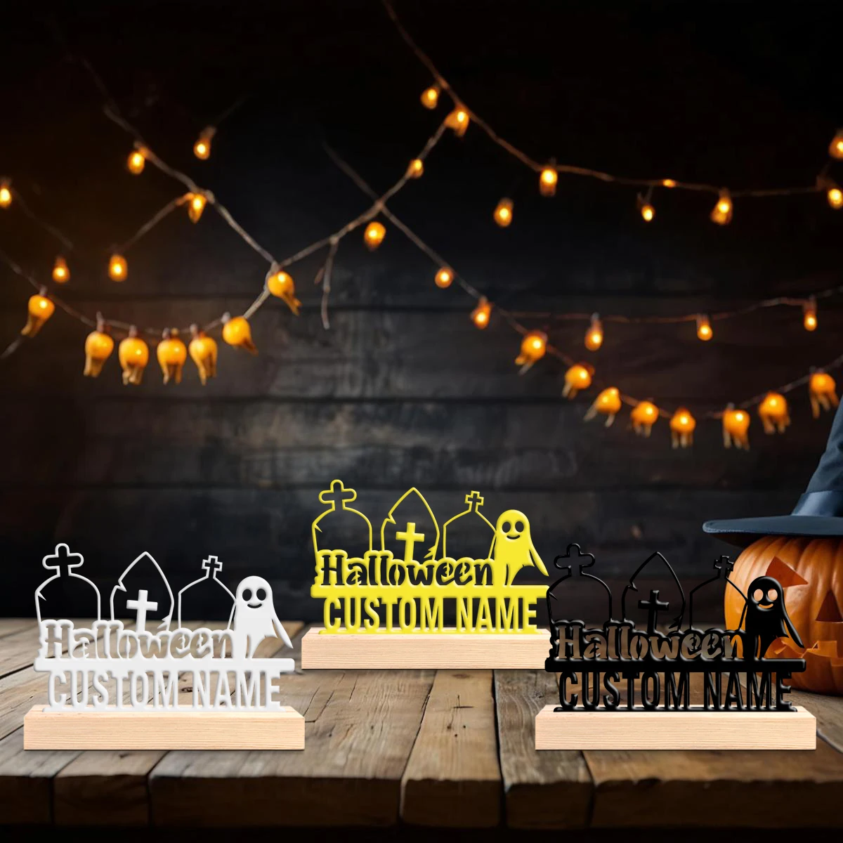 1pc Customizable Wrought Iron Desktop Decoration Custom Name Equipped with A Wooden Base Home or Office Decorations