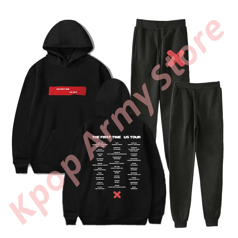 The Kid Laroi Tape Black Tour Hoodies Set The First Time Logo Merch Women Men Fashion Casual Sweatshirts