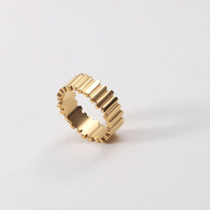 Line pave band rings stainless steel rings for women minimalist simple stainless steel jewelry non tarnish jewelry 2024