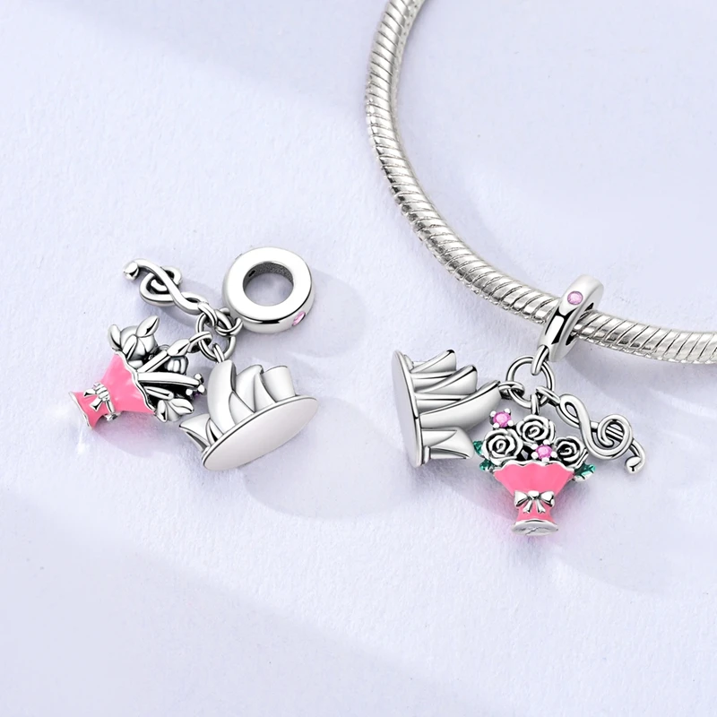 925 Sterling Silver Sydney Opera House Bouquet Musical Note Charms Pendant Fit Original Bracelet DIY Women Party Jewelry Gifts