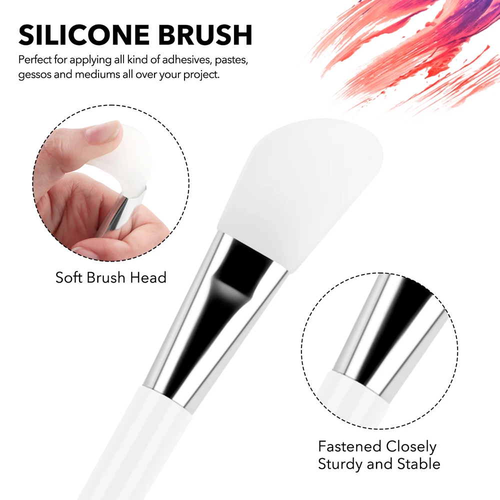 Silicone Craft Brush Spatula Mixed Media Brushes Great as an Adhesive Glitter Epoxy or Paint Applicator Blending Acrylic Paints