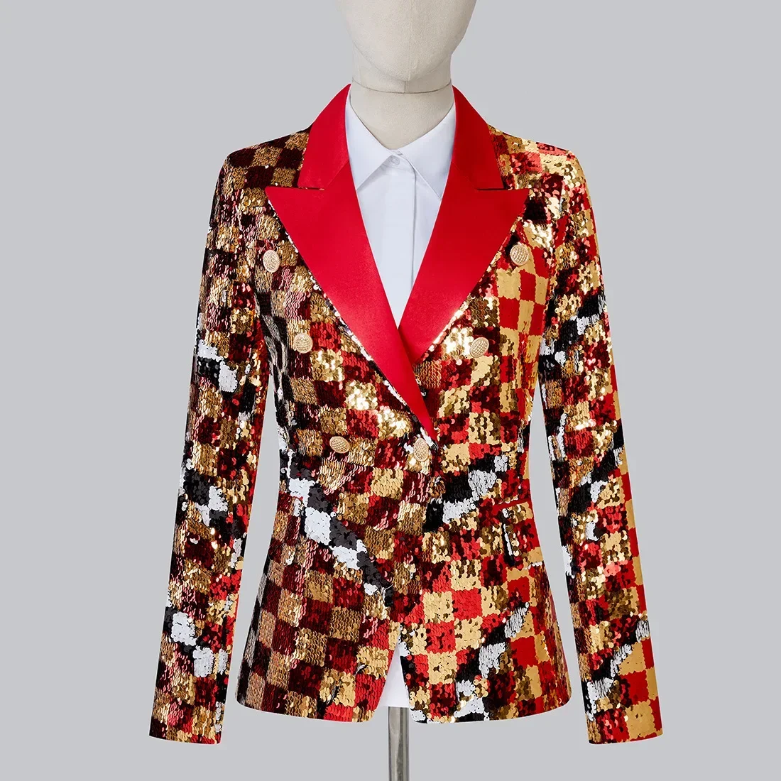 Blazer de traje de lentejuelas de lujo para mujer, ropa de trabajo de negocios femenina elegante, chaqueta de dama de oficina, abrigo, vestido de graduación, esmoquin de boda, 1 pieza