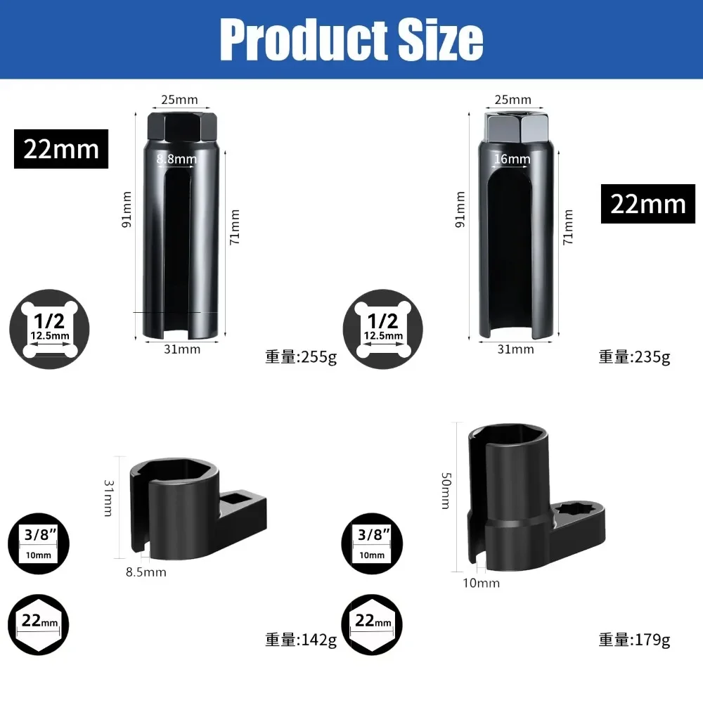 Picture 3: Universal 22mm 1/2'' Drive Car Oxygen Cxygen Sensing Drive Socket Wrench Car Tools Professional Car Accessories