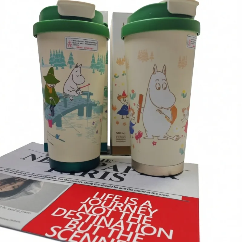 

Cute Moomintroll 580ml Insulated Cup 316 Food Grade Stainless Steel Inner Liner Straw Large Capacity Coffee Cup Student Water