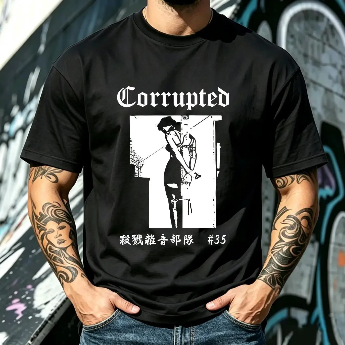 washed T Shirt New popular Corrupted v11 Band Black Men S 234XL S1817 vintage Washed Casual Top For Everyday Wear Comfortable