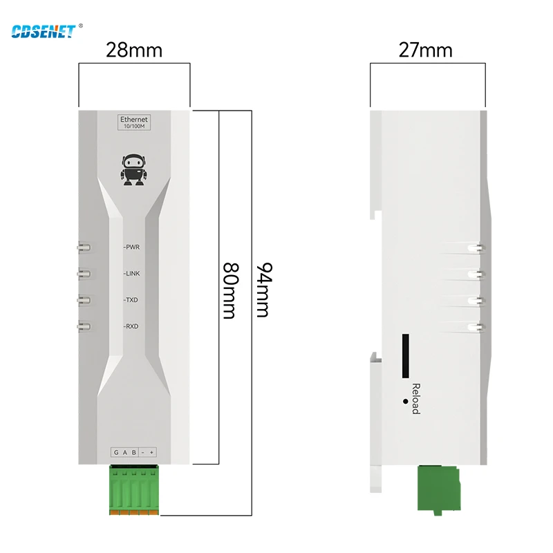 이더넷 직렬 포트 서버 CDSENET NE2-D11 DC 8-28V TCP/UDP Modbus MQTT HTTP DNS DIN 레일 설치 FOTA 원격 업, RS485