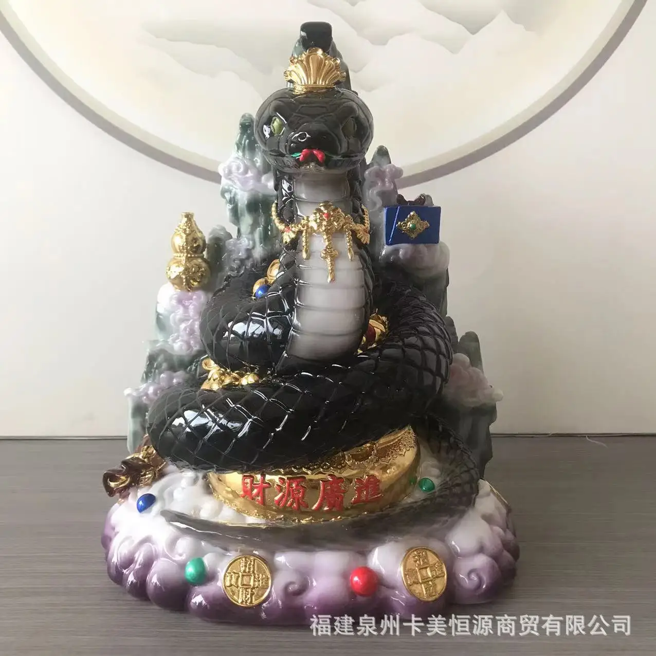 DSA painted synthetic white marble python statue home living room offering lucky snake real body like tabletop ornament