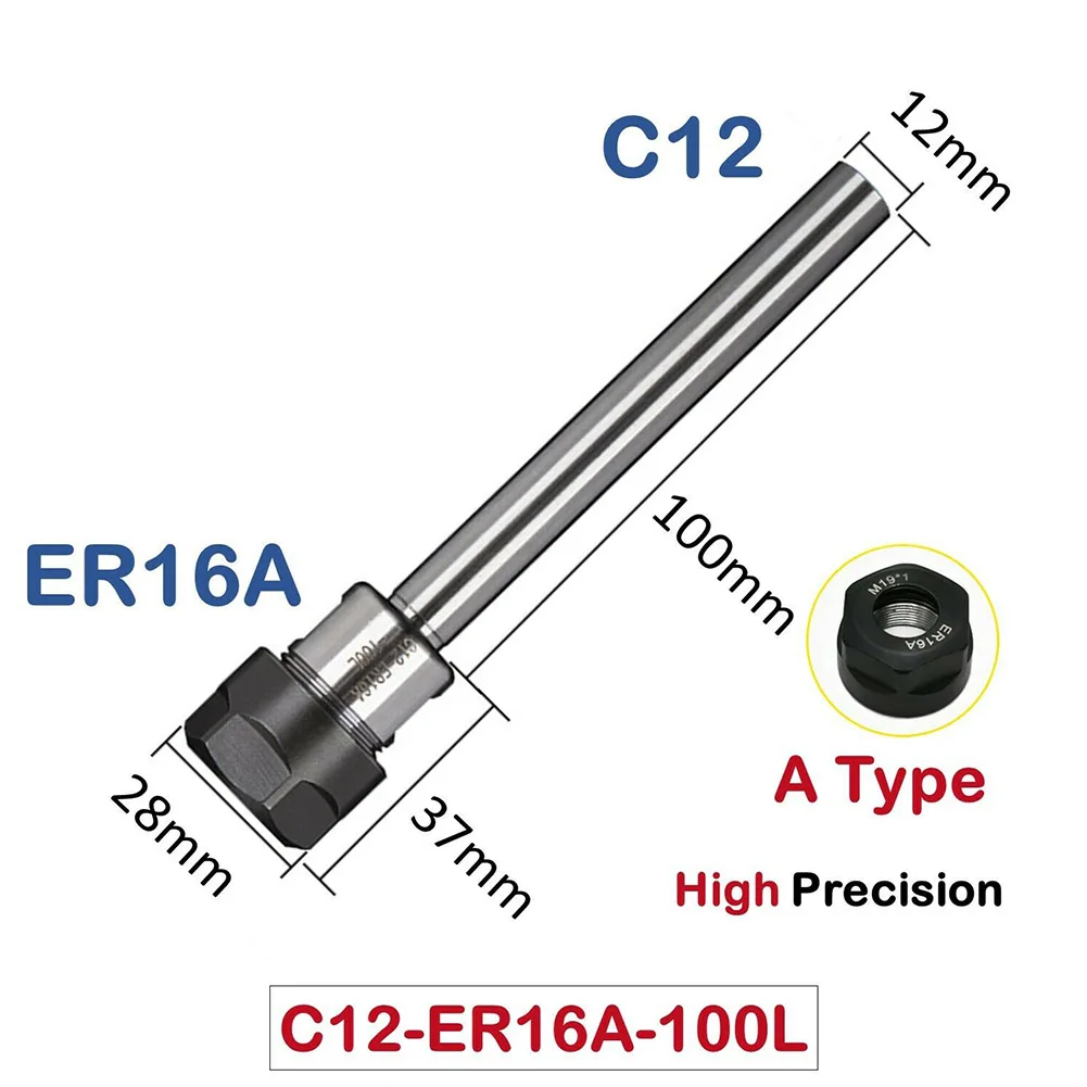 1pc Collet Chuck C-8-10-12-16-20-25-mm ER-8-11-16-20-A Straight Shank Extension Mini Collet Chuck For CNC Lathe Milling Tool