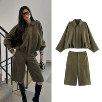 Women High waisted Casual Shorts And Fashion Loose Long Sleeve Jackets Coats Female Two Piece Sets Women Outfit