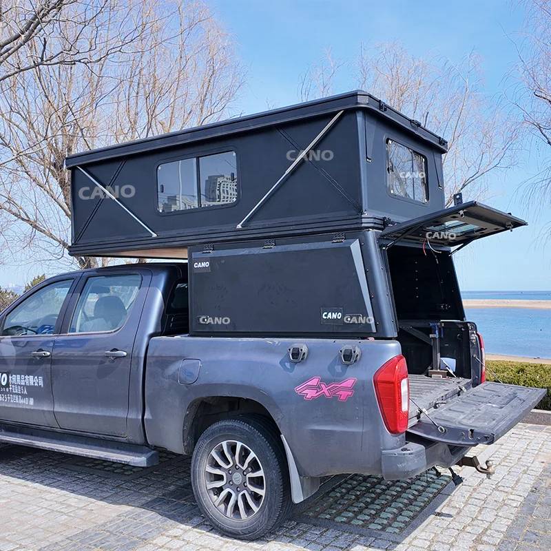 KQX Premium Pop up Camper Topper Aluminum Hard Shell with Integrated Tent Compatible with Ranger Tacoma 5ft Bed Frontier