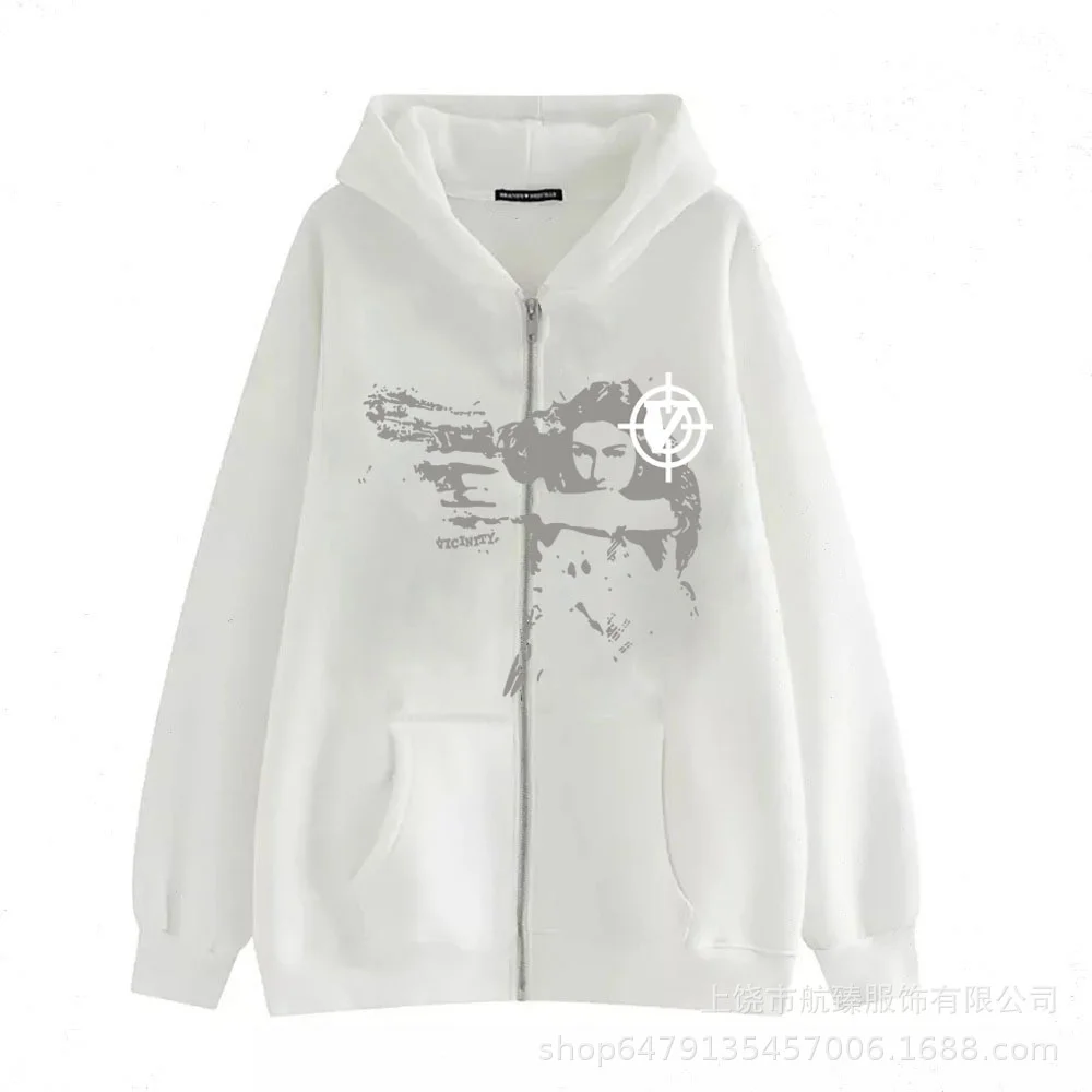 2024 Female Gunslinger Zipper Hot Selling American Cardigan Sweater Casual Trendy Hoodie