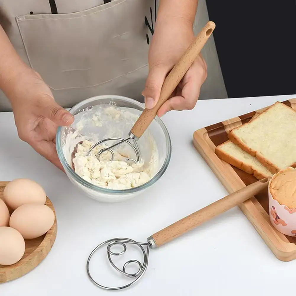 Danish Dough Whisk Stainless Steel Bread Mixer with Handle Artisan Bread Baking Tool for Kneading & Whisking ﻿ view 4