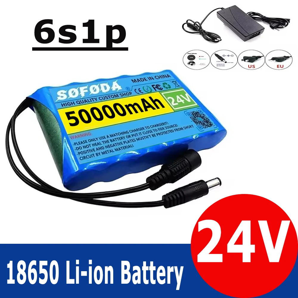 New 100% original 24V 6S1P 50000mah battery lithium ion battery pack capacity DC 24v 50Ah CCTV cam Monitor