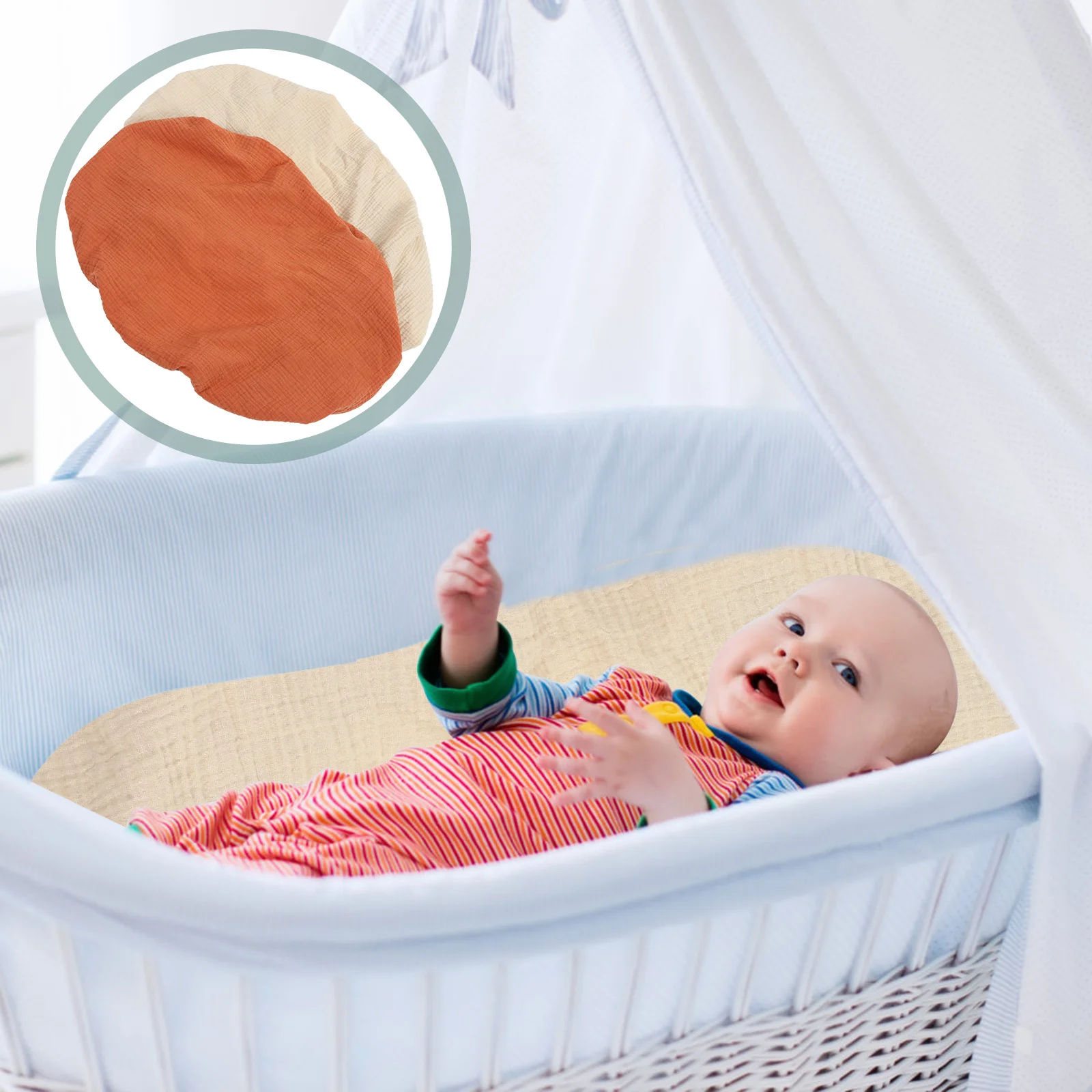 

2Pcs Crib Bassinet Mattress Cover Fitted Cotton Sheets Baby Bassinet Sheets Washable Durable Cradle Mattress Sheet