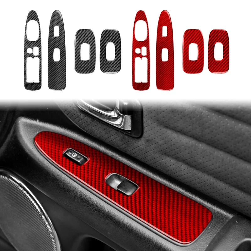 Carbon Fiber Car Window Lifter Switch Control Panel Frame Trim Stickers For Lexus IS 300 1999-2005 Accessories