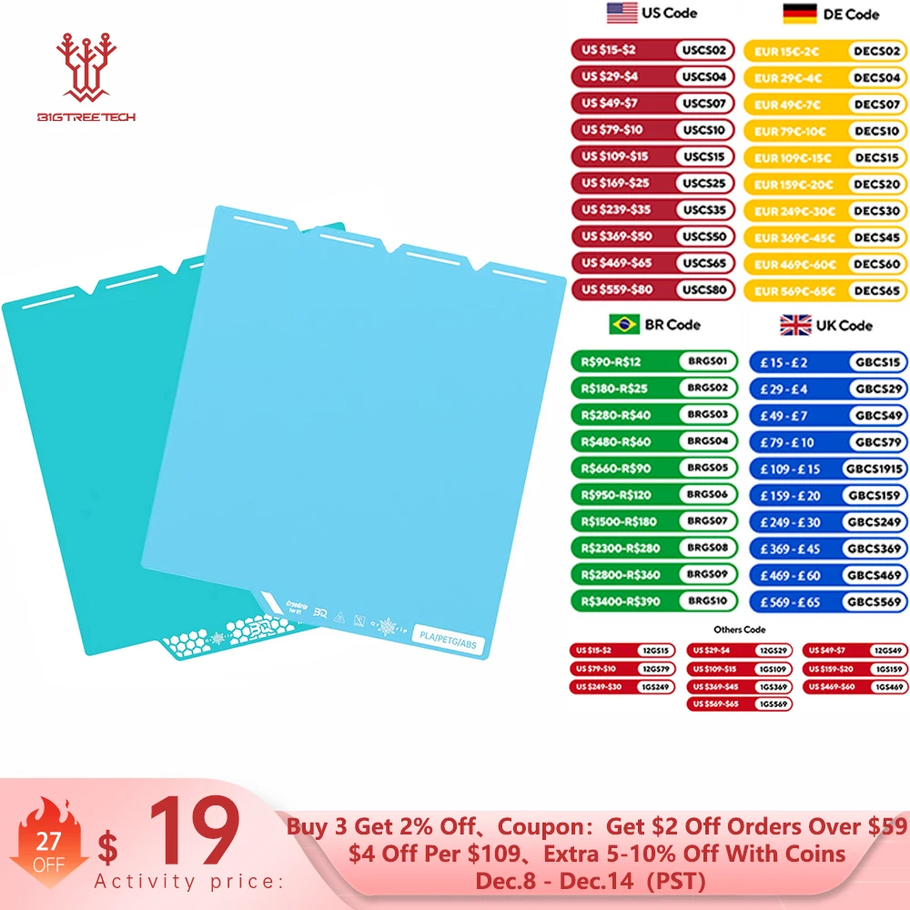 

BIGTREETECH CryoGrip Pro Cool Plate Frostbite/Glacier Sheet Spring Steel Room Temp Printing Energy Saver For Snapmaker U1