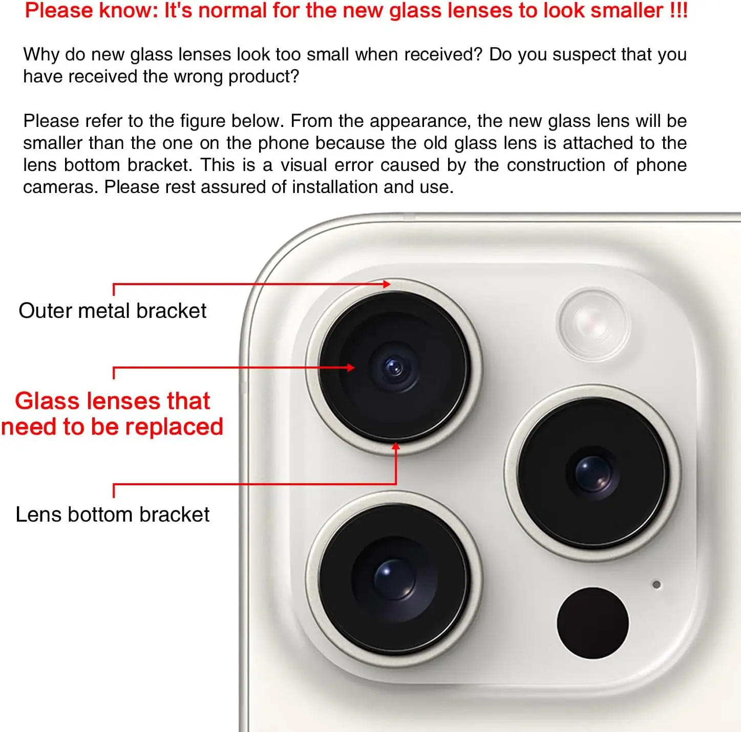 Back Rear Camera Lens Glass Replacement For iPhone 11 12 13 14 15 16 17 Pro Max - Camera Repair Kit with 3M Adhesive & Toolkit view 5