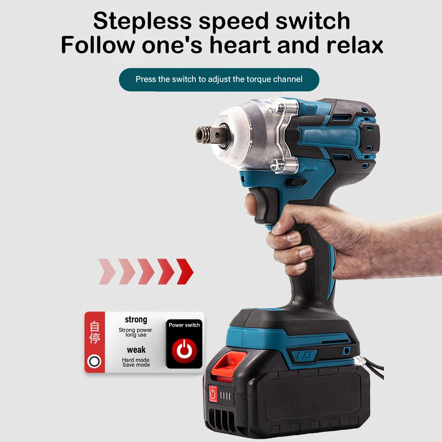 520N.M Brushless Charging Impact Wrench 18V High Torque Multi-function 1/2 inch Lithium Battery Cordless Screwdriver Power Tool