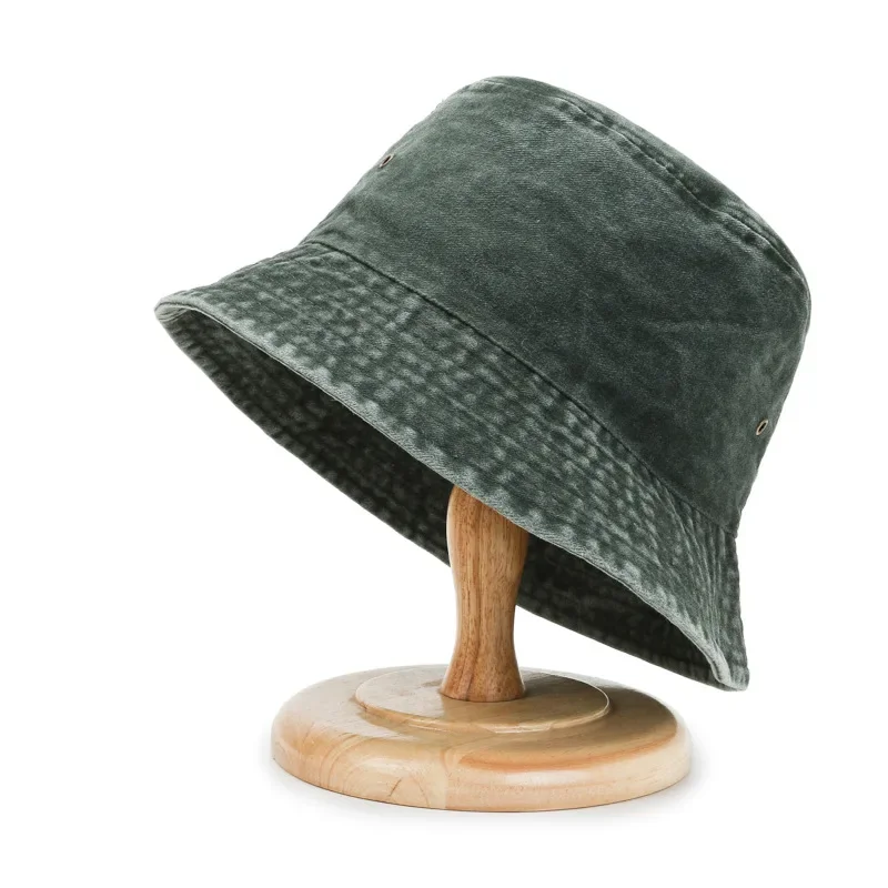 Autumn Japanese Washed Old Denim Panama Fisherman Hat Solid Color Fashion Light Plate Couple Men and Women Sun Hats Bucket Cap