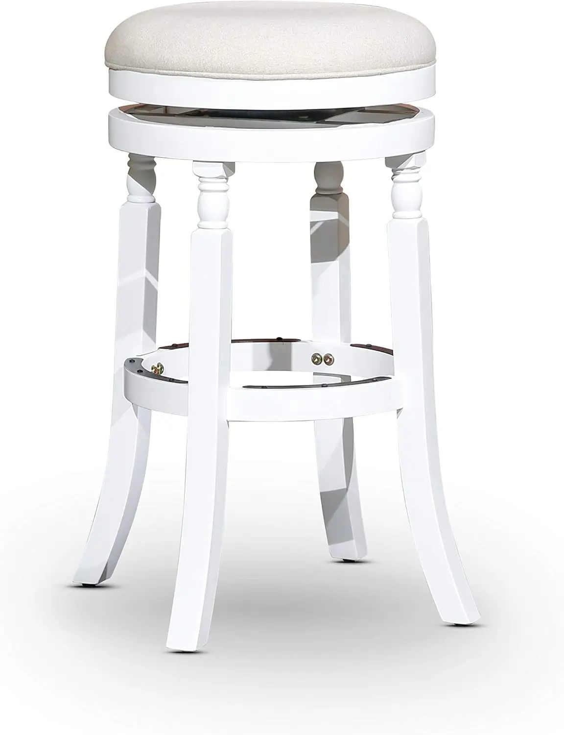 Palmer Lake 26' Counter Stool, White with Beige Fabric, Swivel, Contemporary Indoor Bar Stool