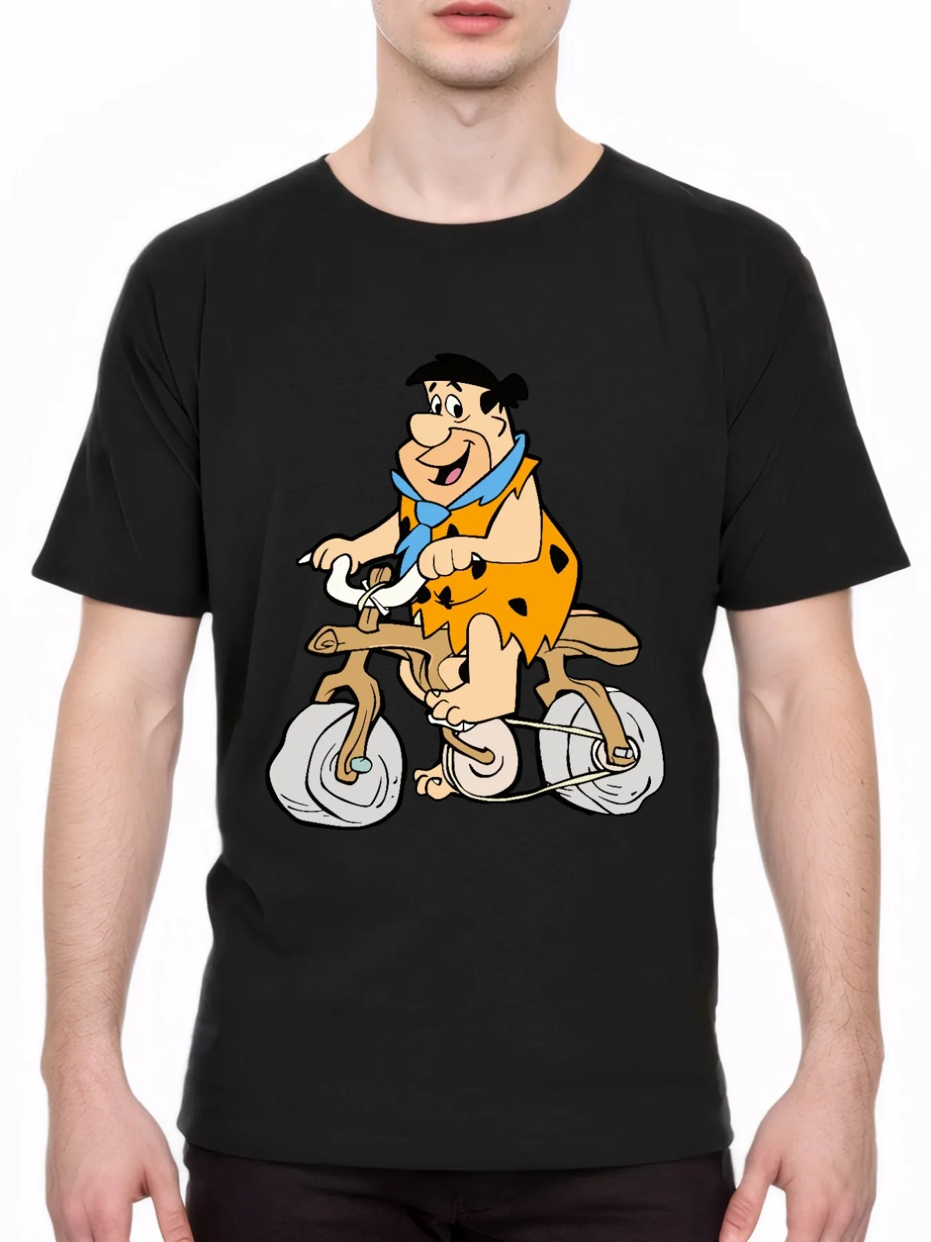 

Fred Flintstone Bike Fun Pattern T-Shirt - 100% Cotton, Short Sleeve,