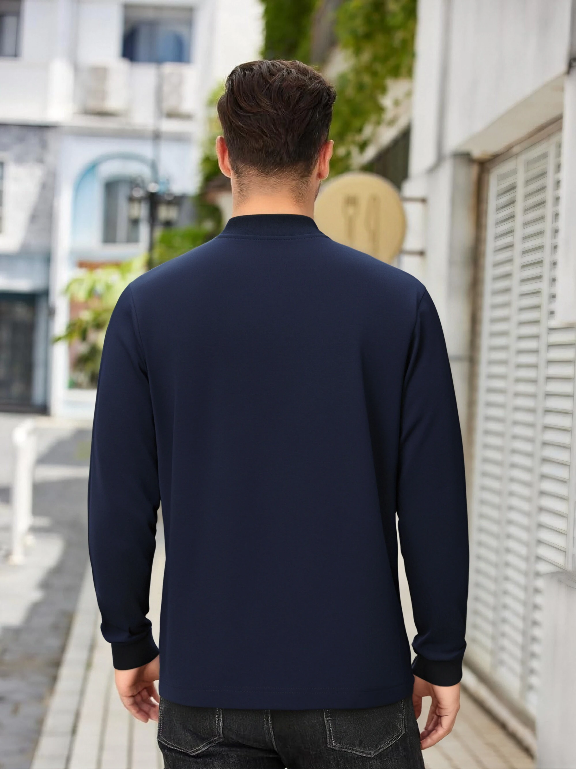 شيكاغو سيتي كوزموس مطبوعة رجل هينلي قميص القطن الخريف طويلة الأكمام تي شيرت فضفاض دافئ الملابس الداخلية الأساسية الذكور