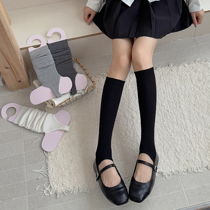 Women Leg Warmers New Classic Solid Color Japanese Fashion Women's Socks Long Simple Trends Stepping Stockings Preppy  Style
