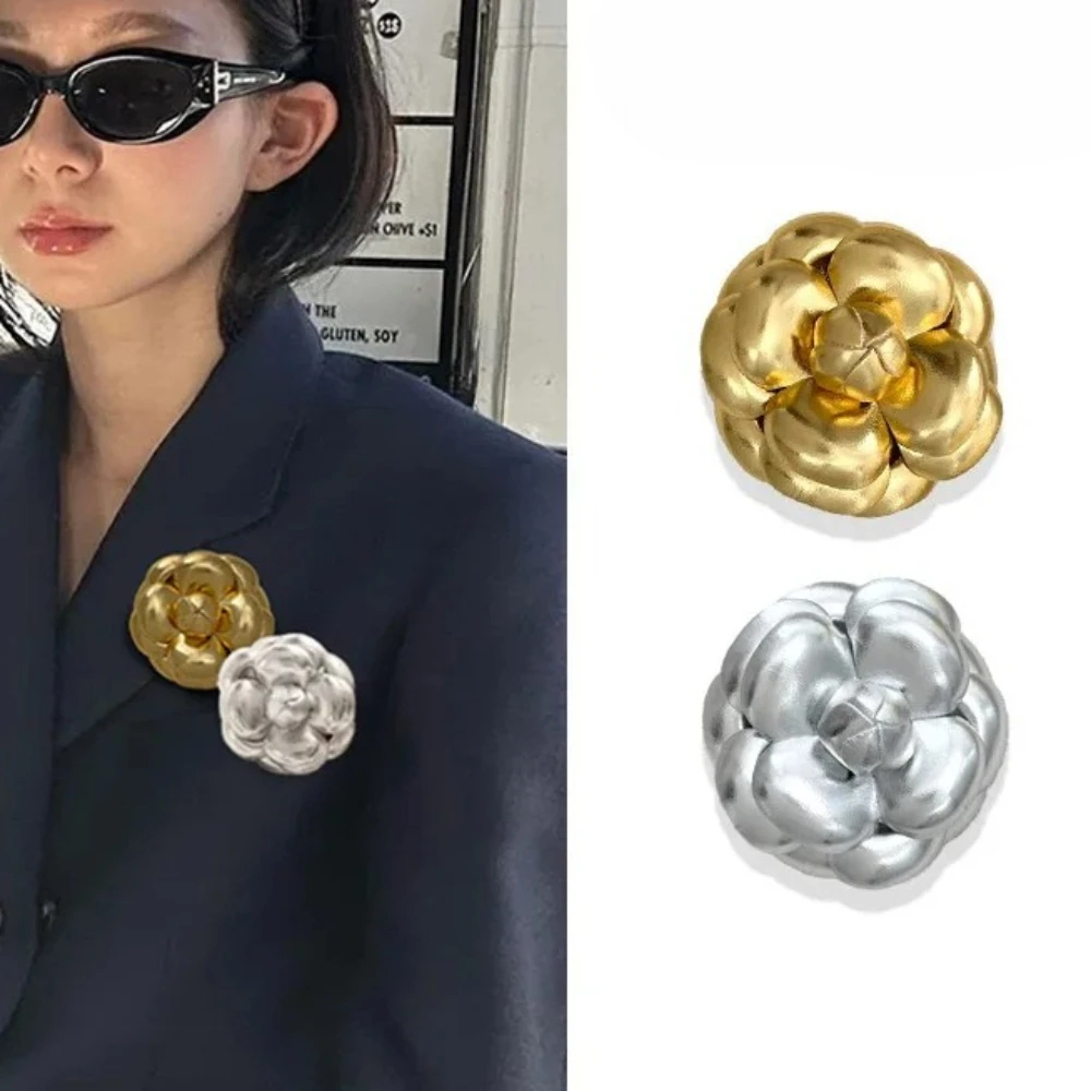 كاميليا روز زهرة جلدية زين المرأة الفاخرة البدلة التلبيب دبوس DIY بها بنفسك الحرفية النسيج زهرة لفستان إكسسوار حفل زفاف