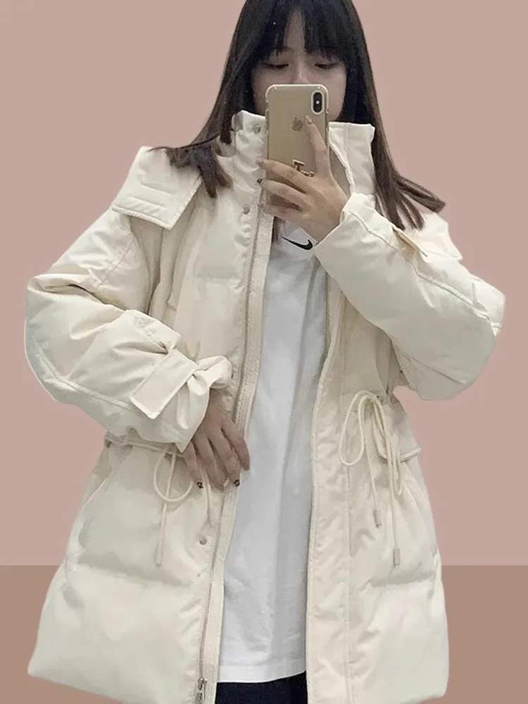 

Женское хлопковое пальто с поясом на талии, больших размеров, модное зимнее верхнее пальто с длинными рукавами на молнии, повседневное пальто