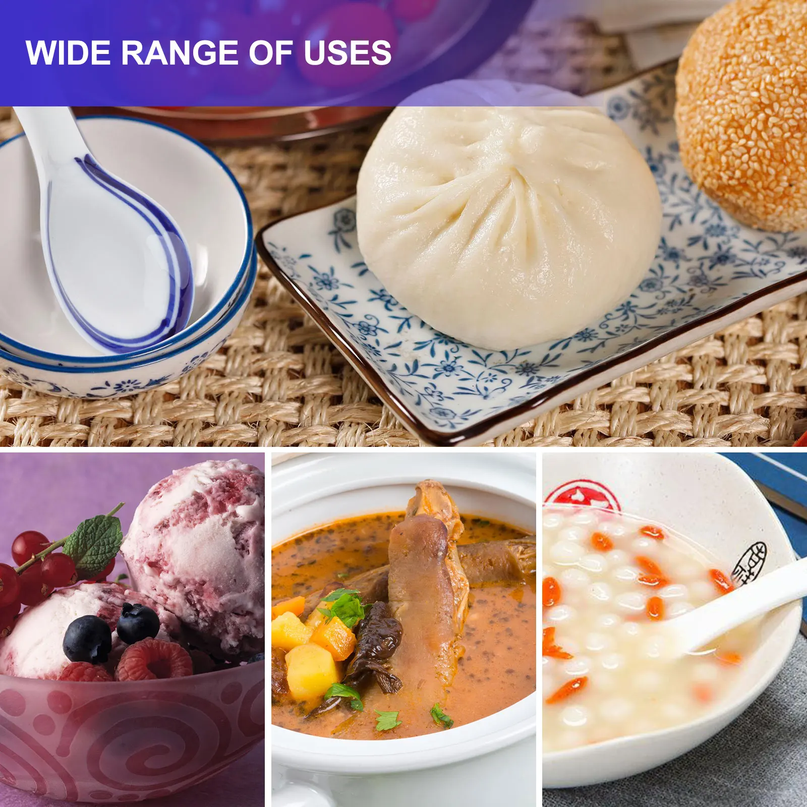 

5 Pcs Porcelain Spoon Oriental Party Traditional Soup Spoons Shape Microwave