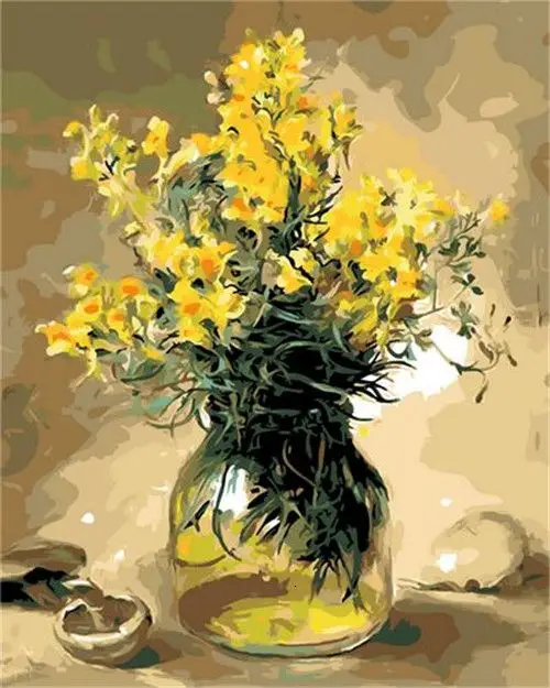 CHENISTORY Yellow flowers in a glass vase