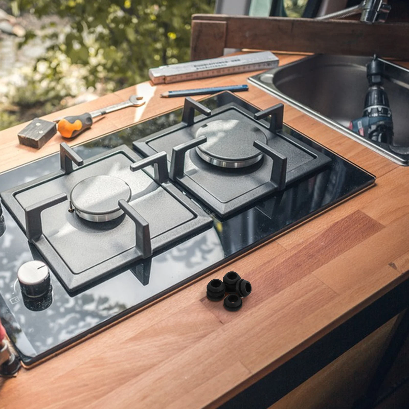 

6pcs Rv Top Grommets Rubber Replacement Kit For Camper Trailer Cooktop Durable Secure Easy Install Compact Portable Outdoor