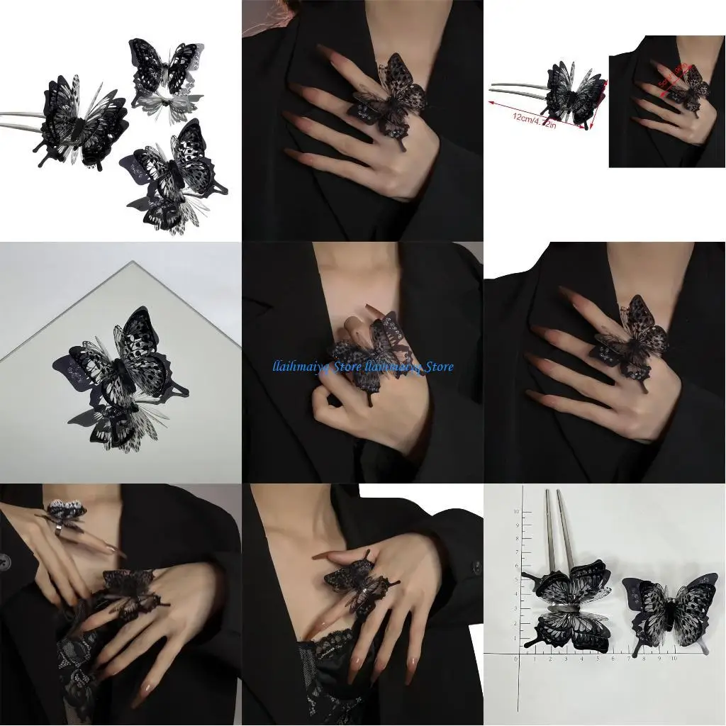 573B فراشة الشعر عود فراشة الشعر عصا فراشة الشعر شوكة النساء فراشة حلقة الشعر العصي للكعك الشعر دبوس